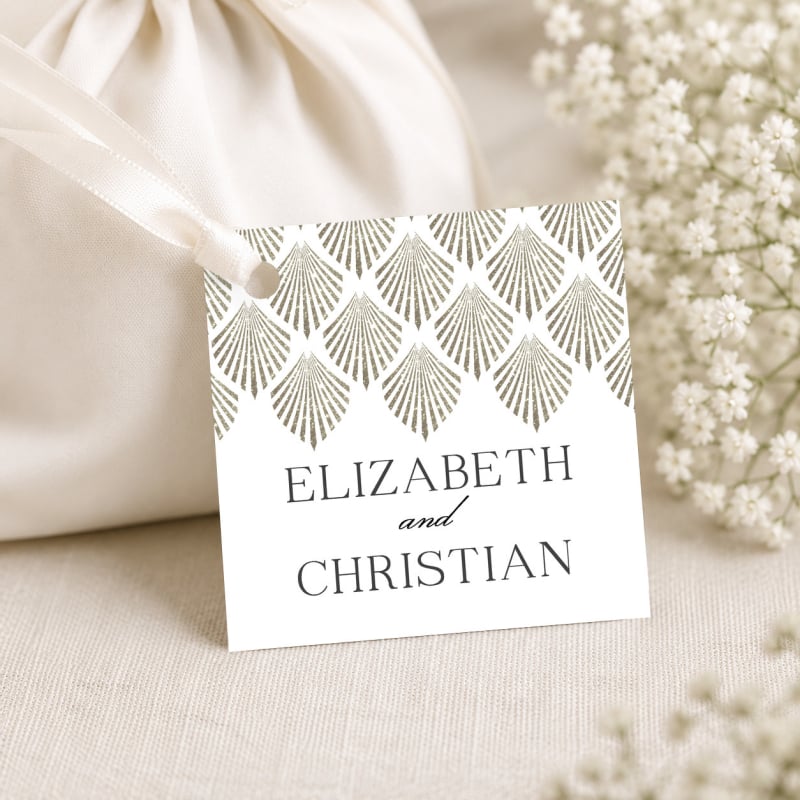 Deco Fans Wedding Gift Tag
