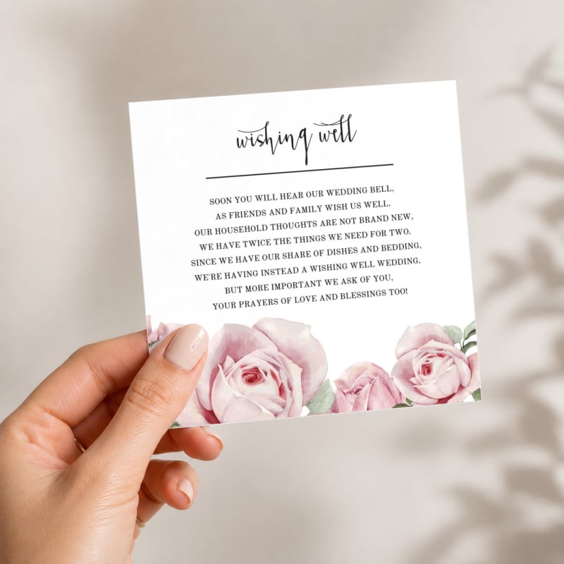 Pink Roses Wishing Well Card