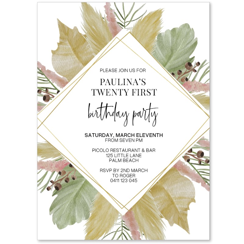 Modern Fern Birthday Invitations