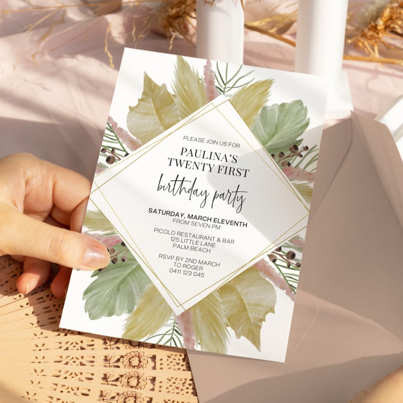 Modern Fern Birthday Invitations
