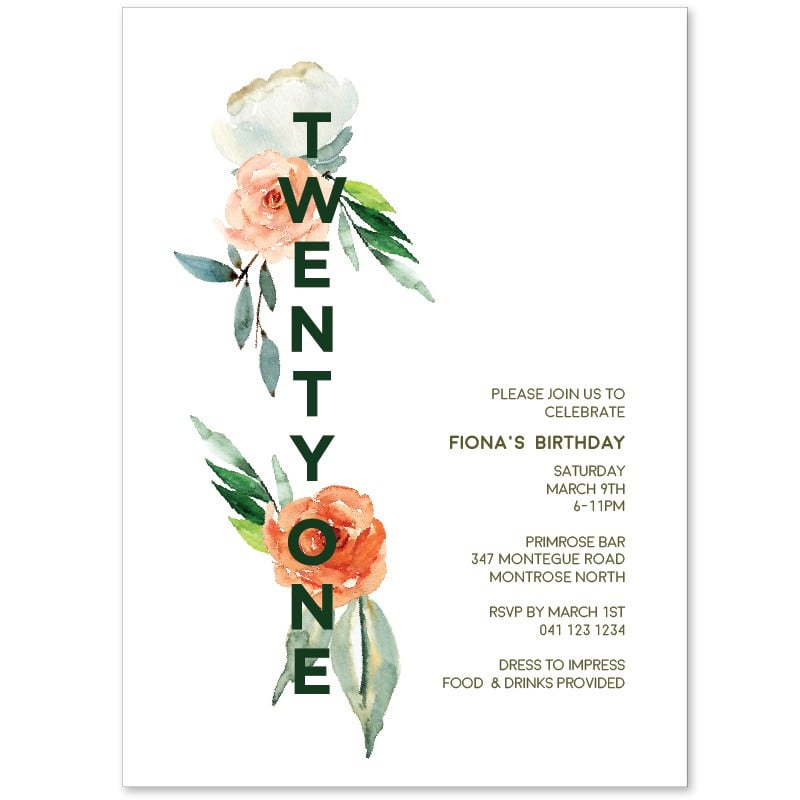Pretty Bunch 21 Birthday Invitations