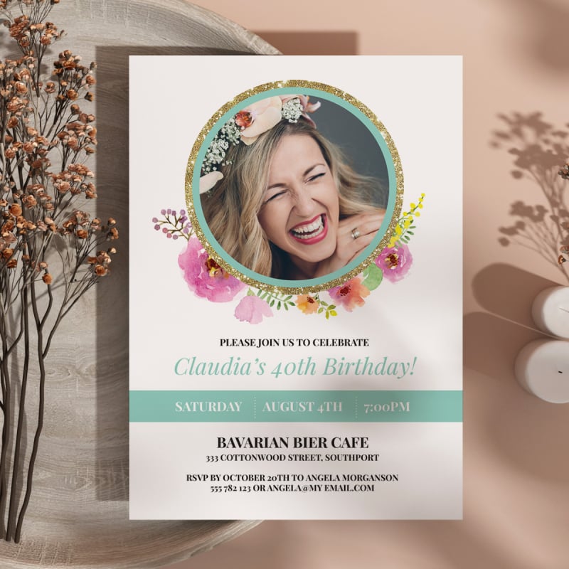 Flowercrown Birthday Invitations