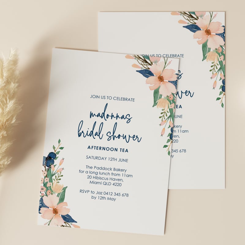 Delicate Flower Hens Invitations