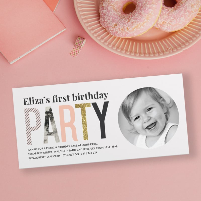 Pretty Party Birthday Invitations