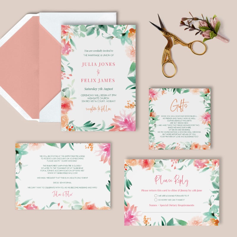 Botanical Watercolours Wishing Well Card