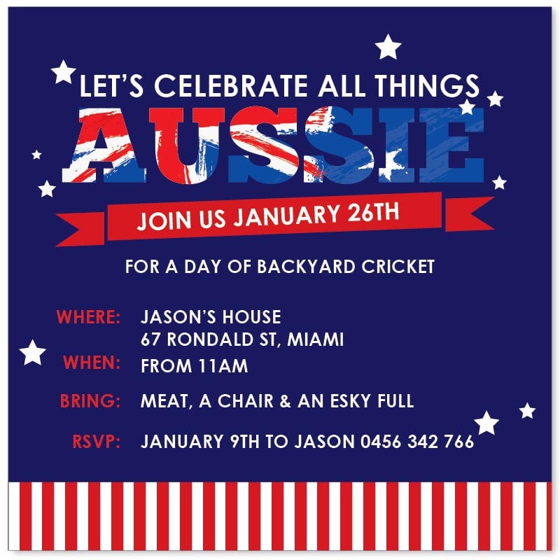 Being Aussie Invitations