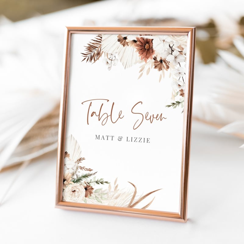 Sweet Mist Boho Wedding Table Numbers
