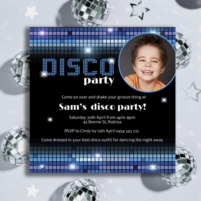 Disco Dude Birthday Invitations