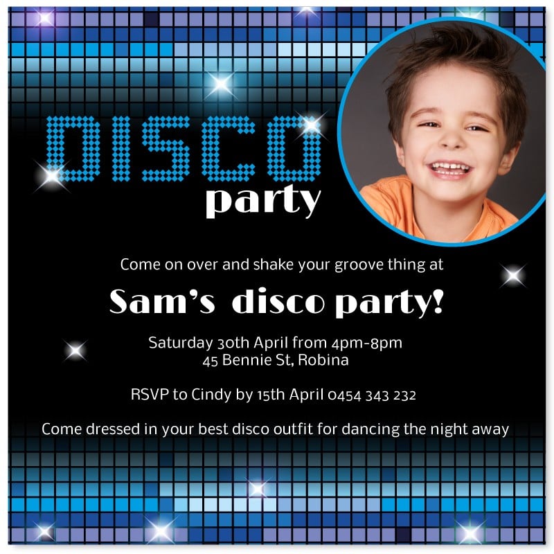 Disco Dude Birthday Invitations