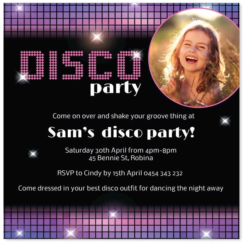 Disco Chick Birthday Invitations