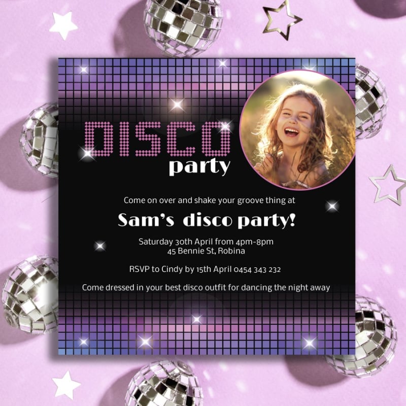 Disco Chick Birthday Invitations