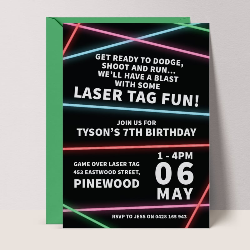 Laser Tag Party Invitations