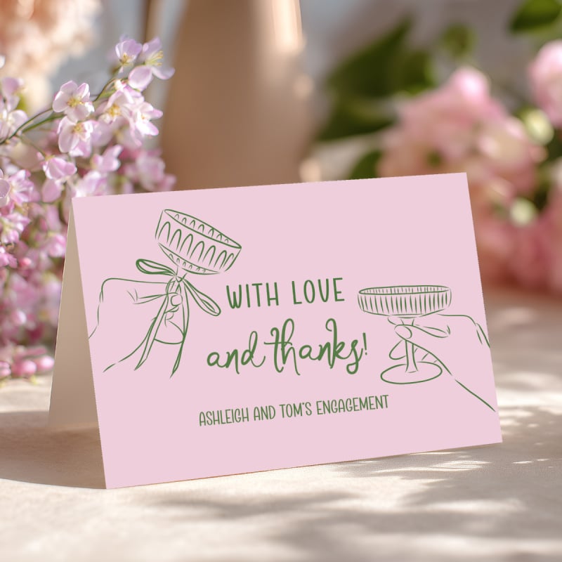 Champagne Illustrated Thank You Cards