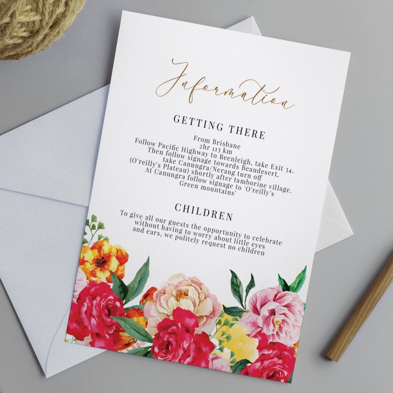 Bright Blooms Information Card