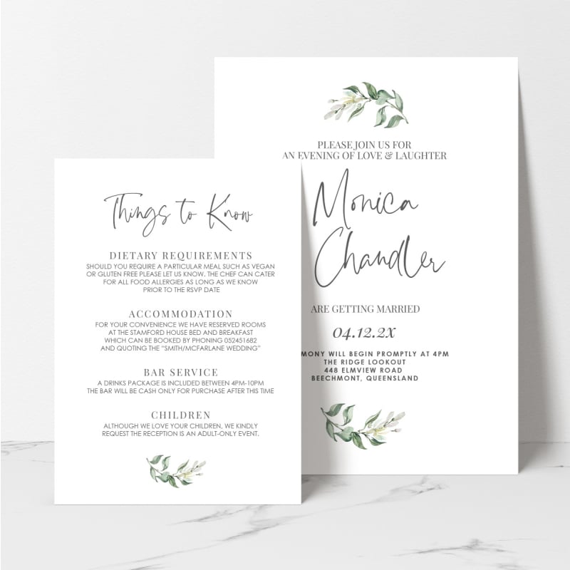 Charming Wedding Detail Card