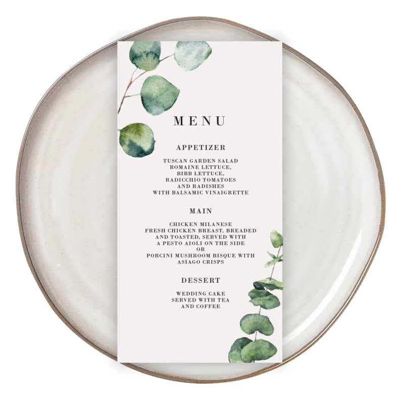 Native Greenery Wedding Menus
