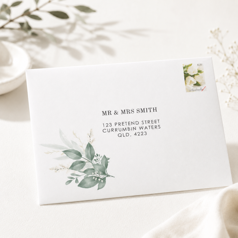 Moss + Sage Wedding Envelope Addressing