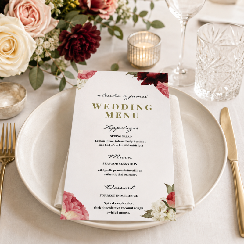 Crimson Wedding Menu