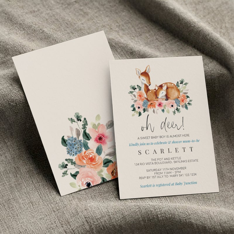 Little Deer Baby Shower Invitations