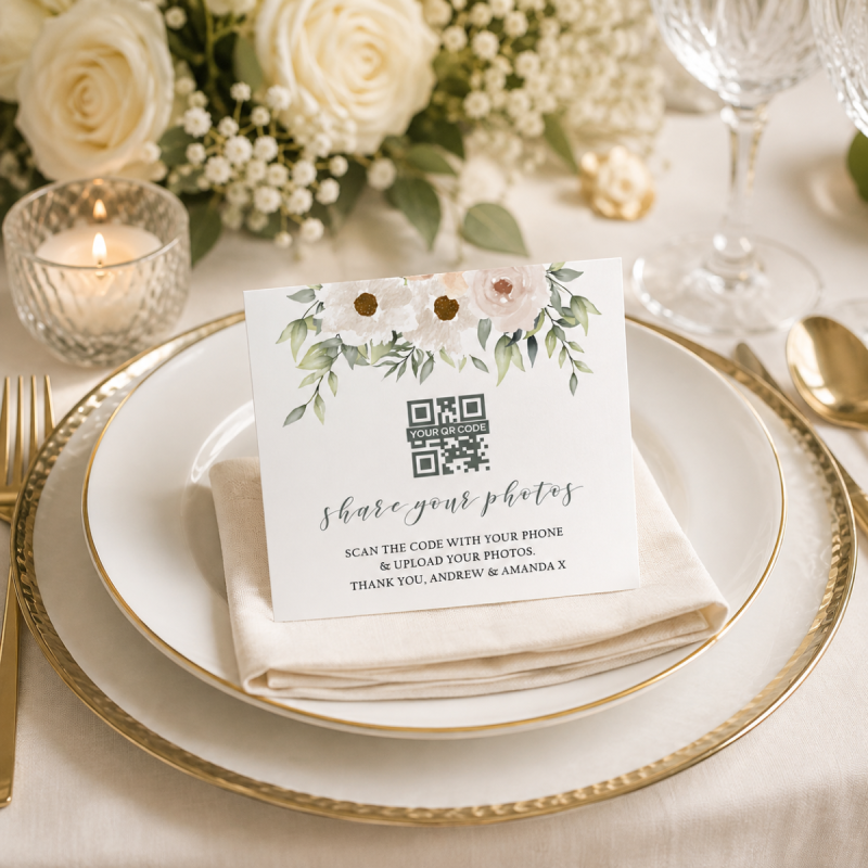 Classic Elegant Wedding Photo QR Code Card