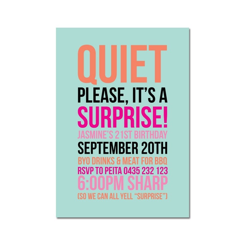 Quiet Please Birthday Invitations