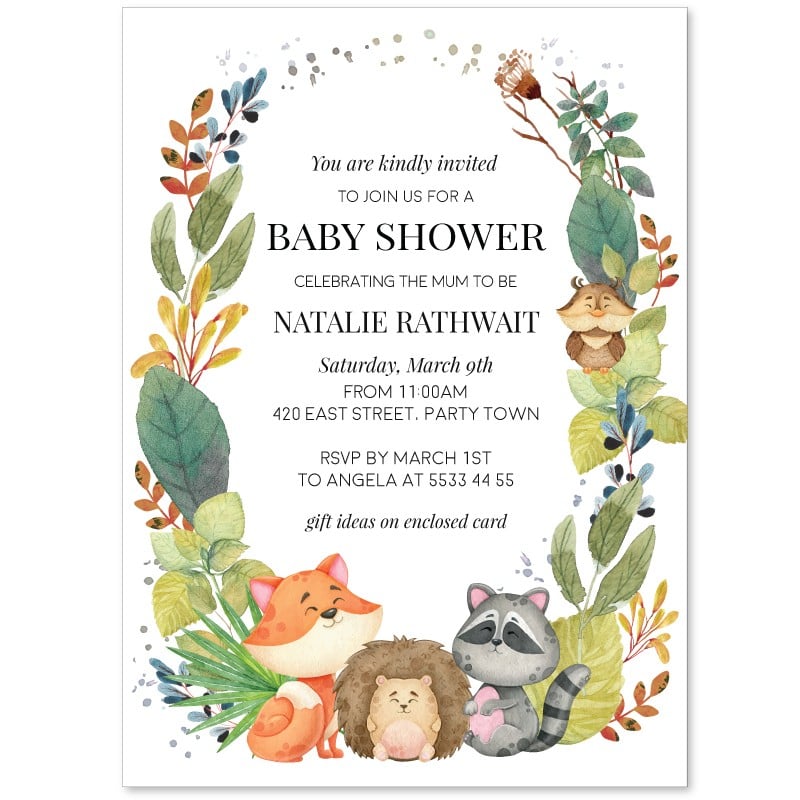 Raccoon Baby Shower Invitations