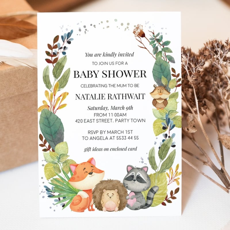 Raccoon Baby Shower Invitations