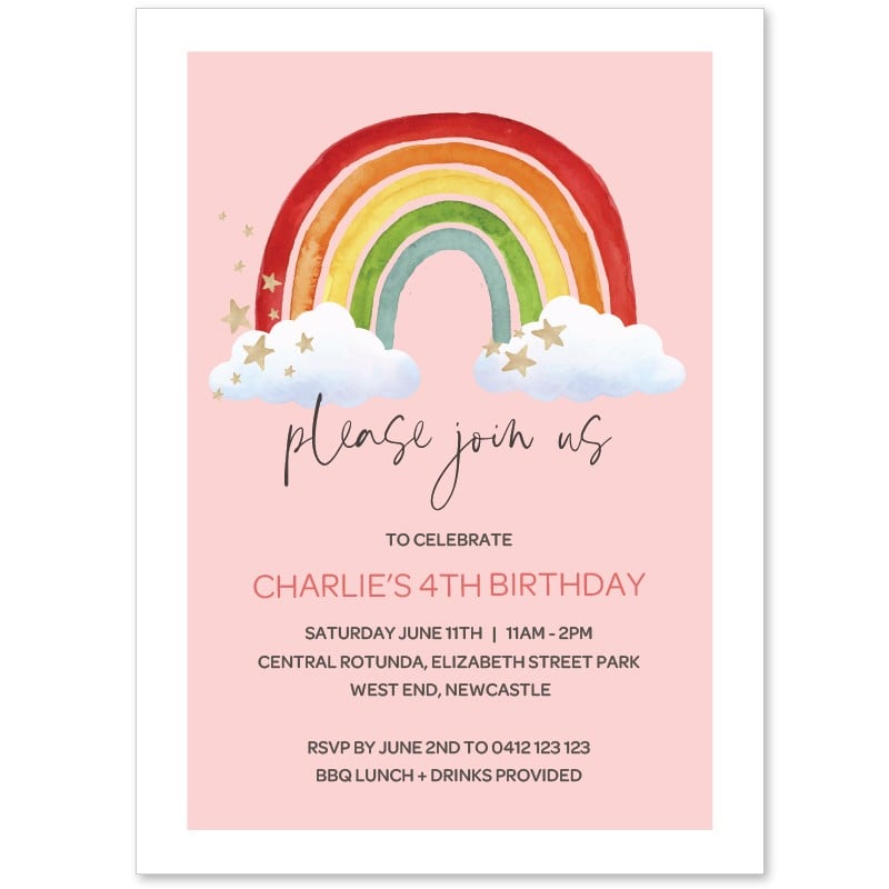 Rainbow Birthday Invitations