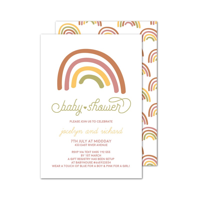 Rainbow Blessings Baby Shower Invitations
