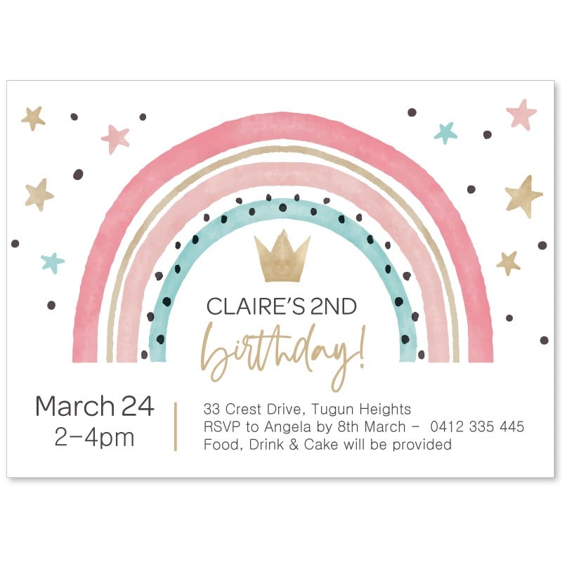 Party Time Rainbow Birthday Invitations