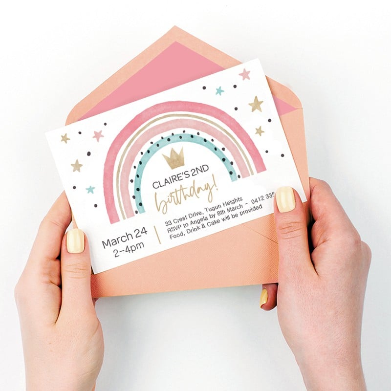 Party Time Rainbow Birthday Invitations