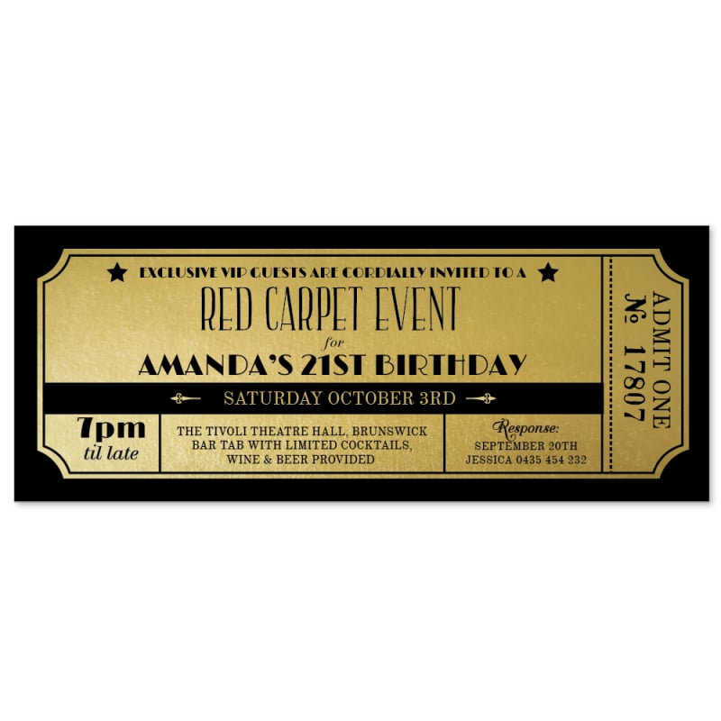 Red Carpet Event Birthday Invitations