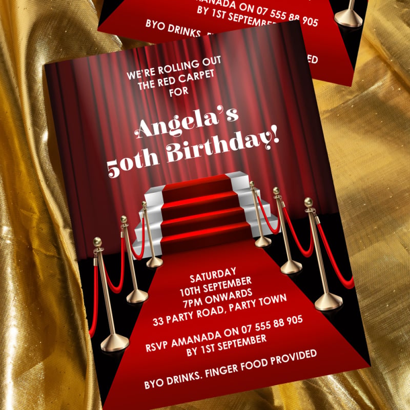Red Carpet Birthday Invitations