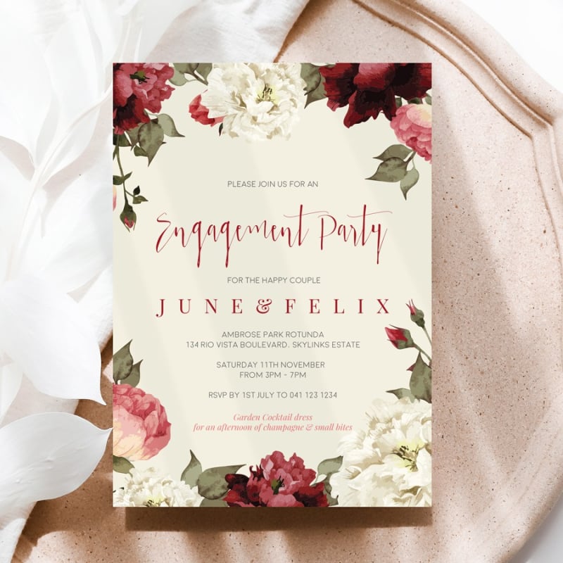 Garden Love Engagement Invitations