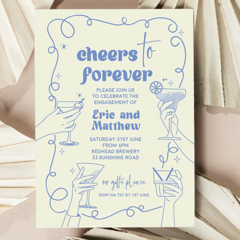 Retro Bar Engagement Party Invitations