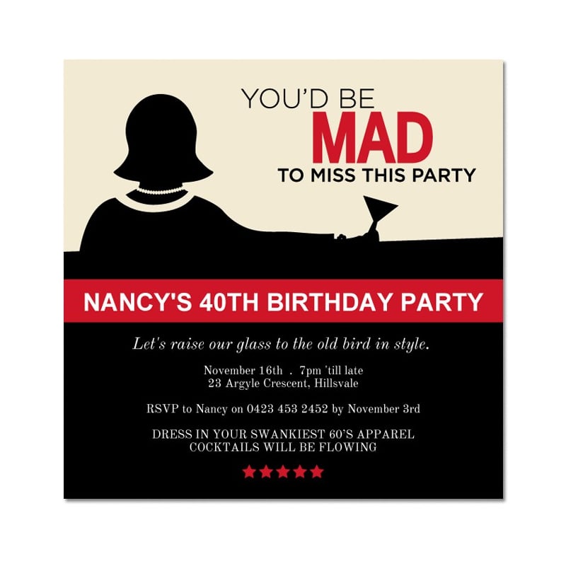 Retro Mad Woman Birthday Invitations