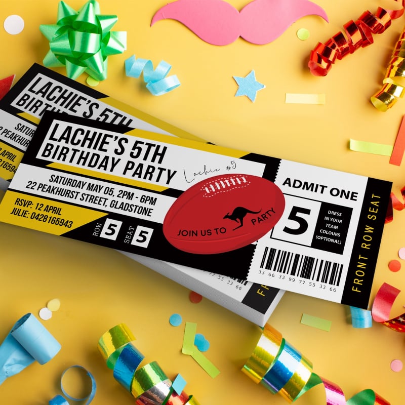 Richmond Tigers Football Ticket Invitations