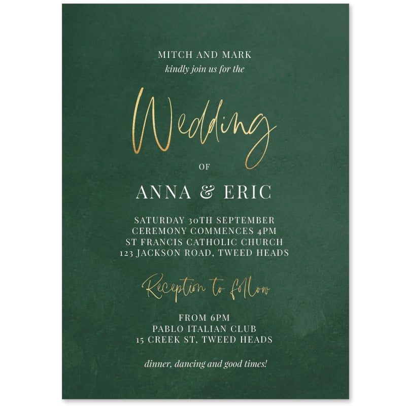 Romantic Green Wedding Invitations