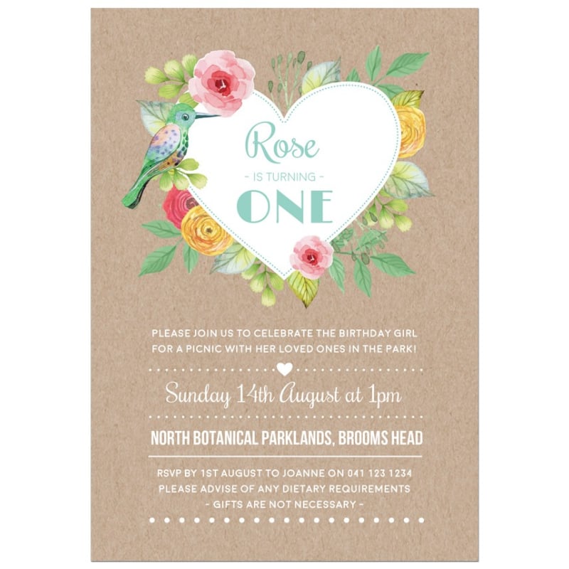 Rustic Roses Birthday Invitations 