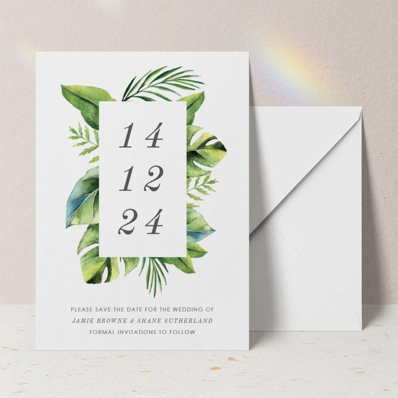 Simple Tropical Save the Date Card