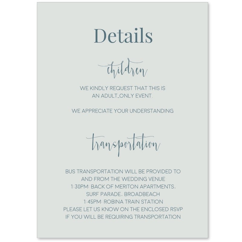 Seabreeze Information Card