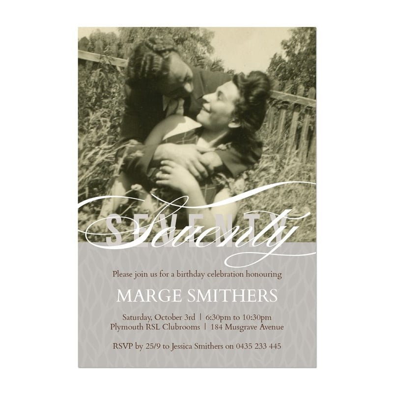 Seventy with Photo Birthday Invitations