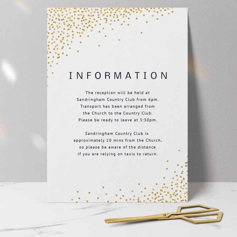 Shine Brightly Wedding Info Cards