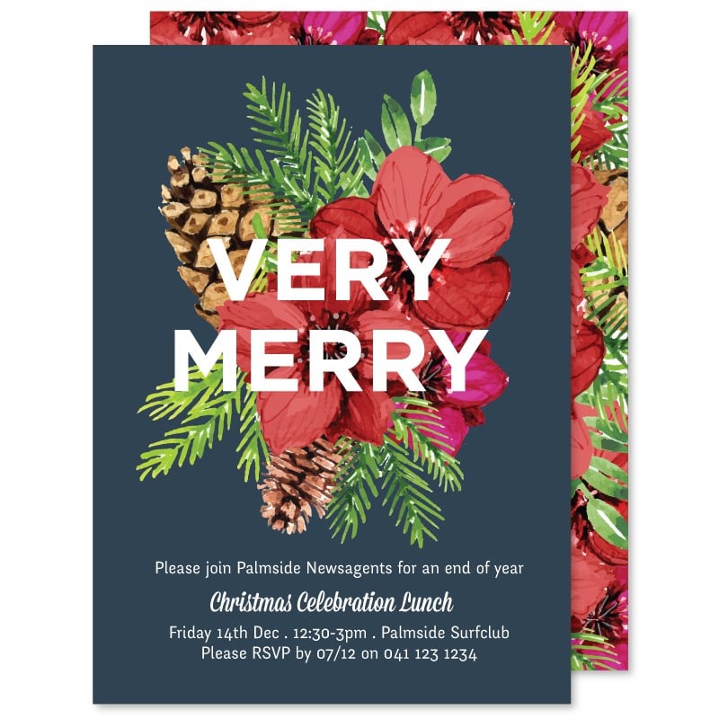 Simple Pinecone Christmas Invitations