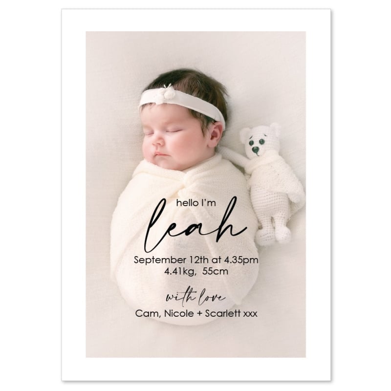 Simple Sleeper Birth Announcement Cards