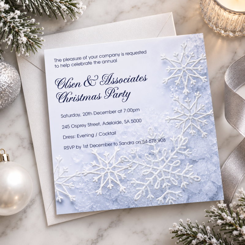 Snow Crystal Christmas Invitations