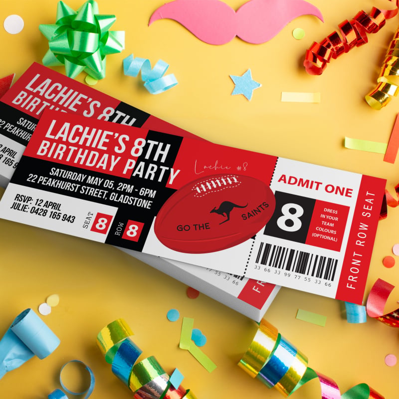 St Kilda Saints Football Ticket Invitations