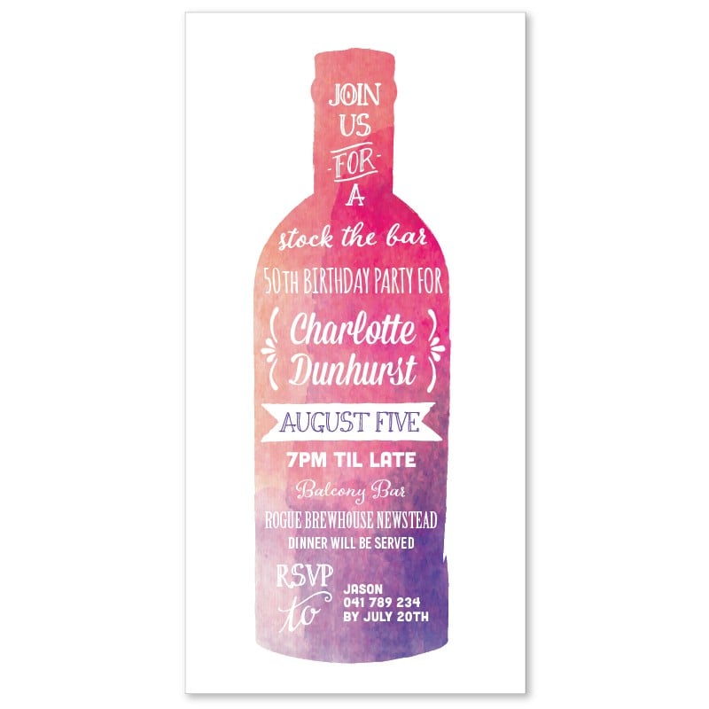Watercolour Wine Birthday Invitations