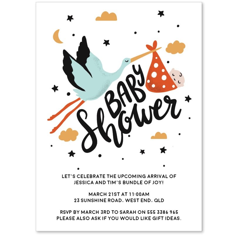 Stork Baby Shower Invitations
