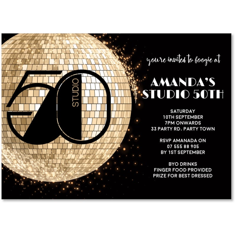 Studio 50 Birthday Invitations